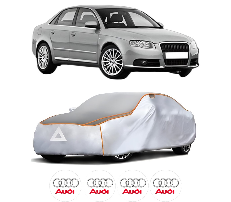 Husa Prelata Antigrindina Auto AUDI A4 B7 (8EC) din 2004-2008, Protectie auto contra intemperiilor la grindina, Waterproof, 4x Stickere auto AUDI