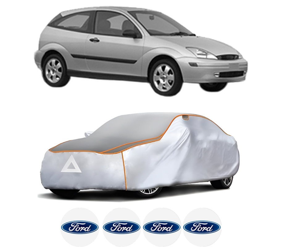 Husa Prelata Antigrindina Auto FORD FOCUS I (DAW, DBW) din 1998-2007, Protectie auto contra intemperiilor la grindina, Waterproof, 4x Stickere auto FORD