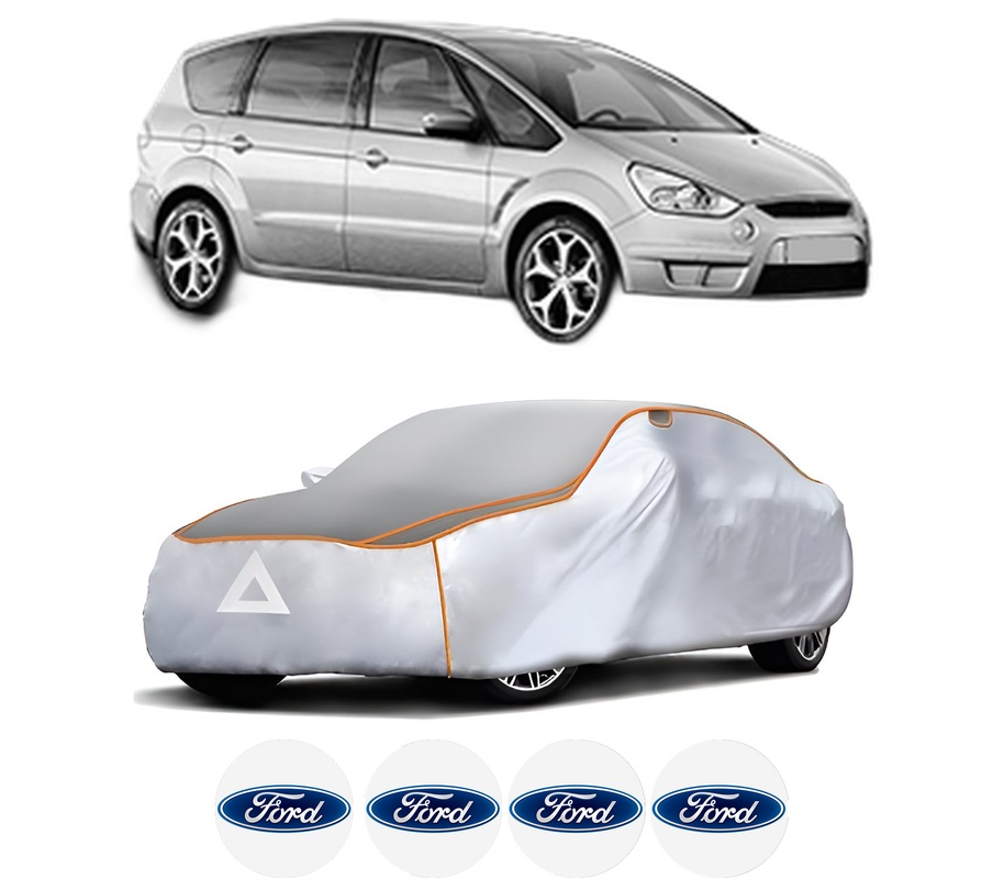 Husa Prelata Antigrindina Auto FORD S-MAX (WA6) din 2006-2014, Protectie auto contra intemperiilor la grindina, Waterproof, 4x Stickere auto FORD