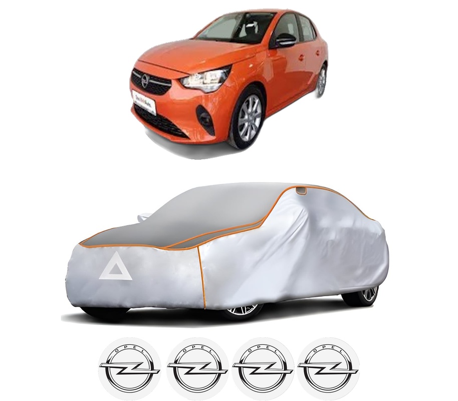 Husa Prelata Antigrindina Auto OPEL CORSA F (P2JO) din 2019-2023, Protectie auto contra intemperiilor la grindina, Waterproof, 4x Stickere auto OPEL