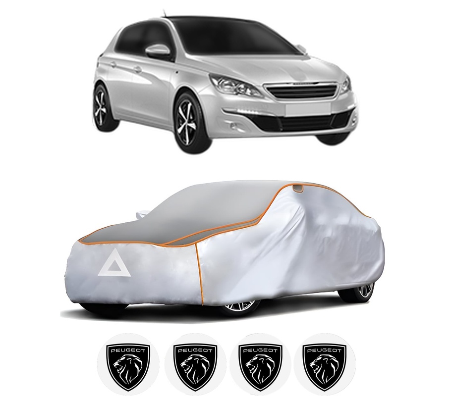 Husa Prelata Antigrindina Auto PEUGEOT 308 Hatchback Van (LB_) din 2015-2021, Protectie auto contra intemperiilor la grindina, Waterproof, 4x Stickere auto PEUGEOT