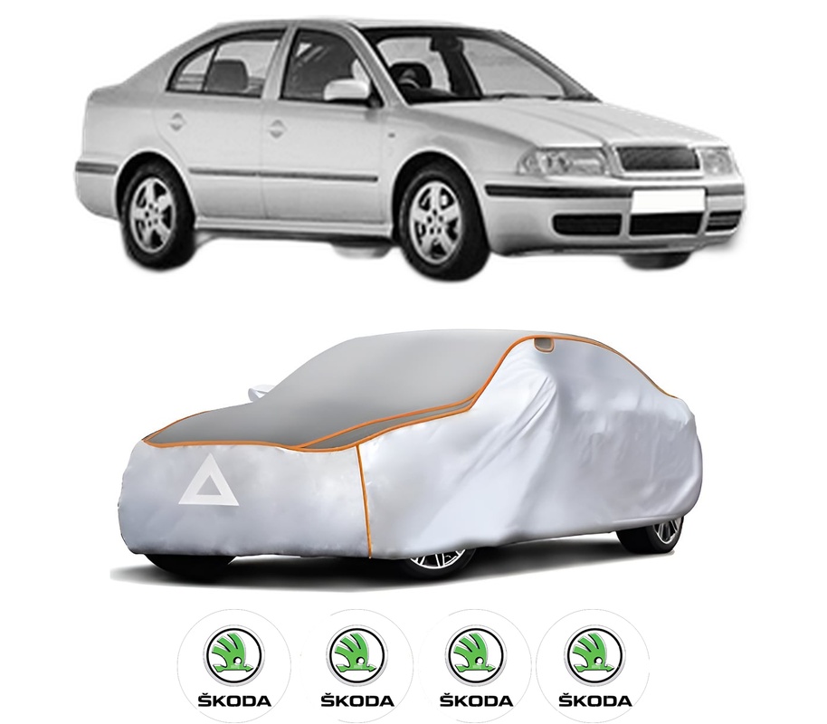 Husa Prelata Antigrindina Auto SKODA Octavia I (1U2) din 1996-2010, Protectie auto contra intemperiilor la grindina, Waterproof, 4x Stickere auto SKODA