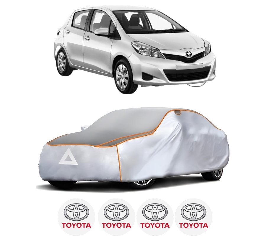 Husa Prelata Antigrindina Auto TOYOTA YARIS (_P13_) din 2010-2020, Protectie auto contra intemperiilor la grindina, Waterproof, 4x Stickere auto TOYOTA