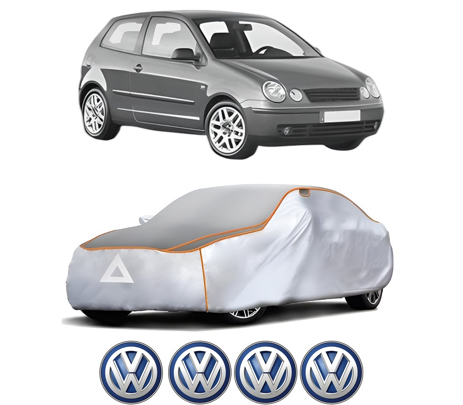 Husa Prelata Antigrindina Auto Volskwagen POLO IV (9N_, 9A_) din 2001-2009, Protectie auto contra intemperiilor la grindina, Waterproof, 4x Stickere auto Volskwagen