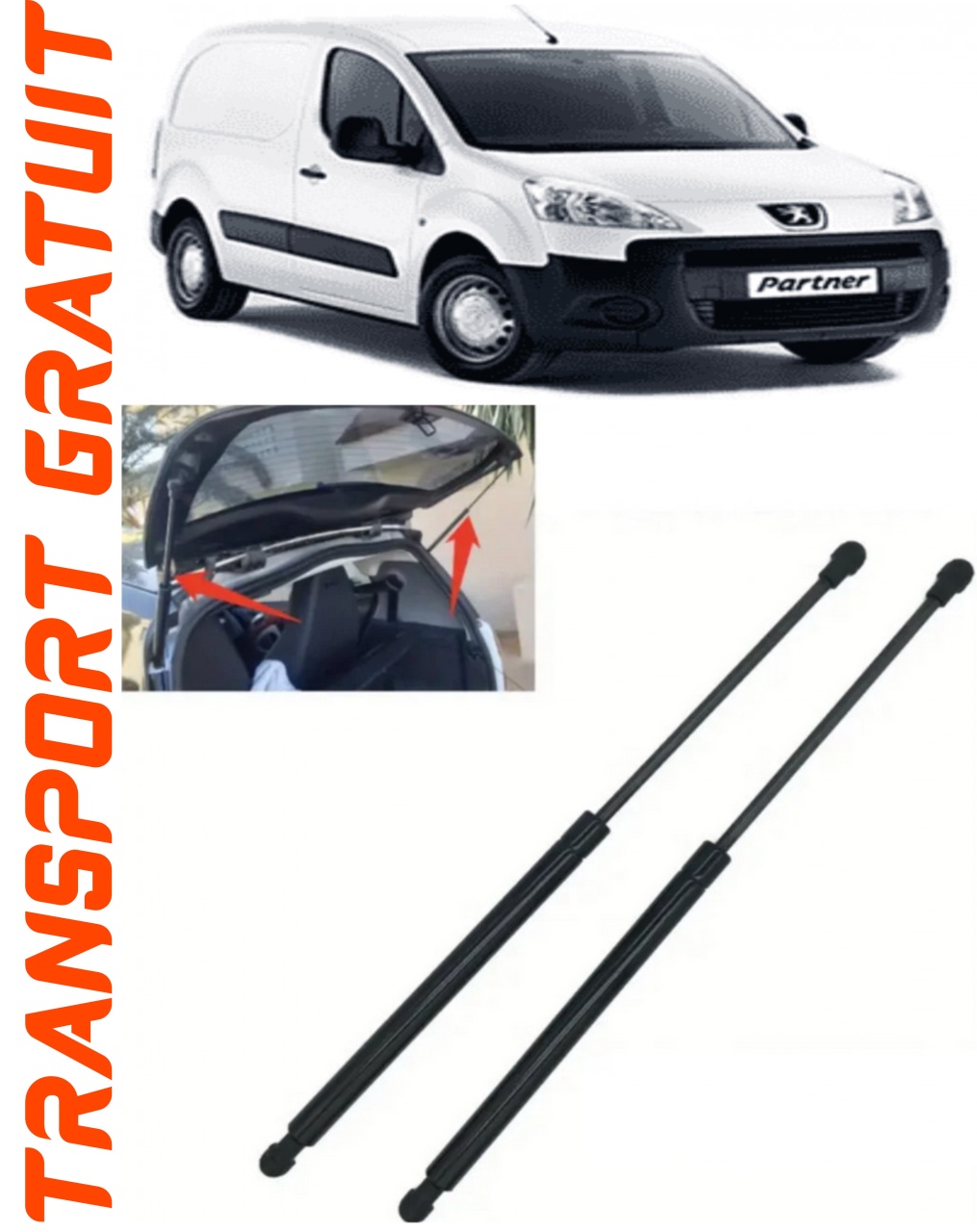 Set 2 amortizoare Haion portbagaj pentru masina Peugeot Partner