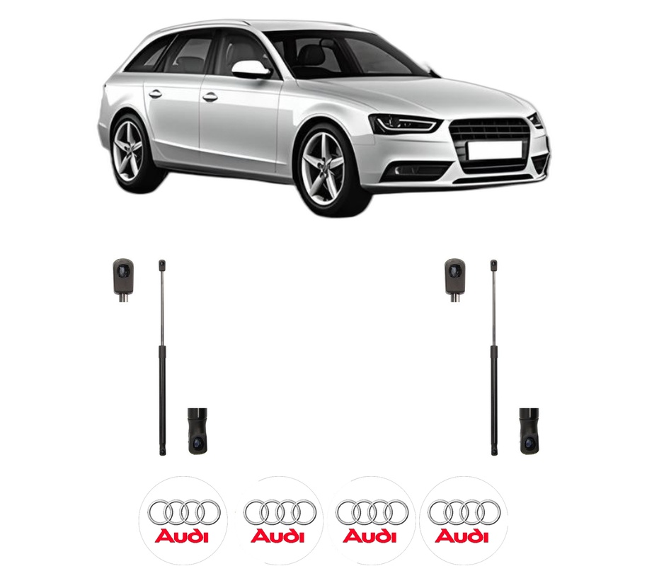 Set amortizoare portbagaj haion pentru AUDI A4 B8 Avant (8K5) din 2007-2015, 2 bucati, MAGNUM TECHNOLOGY, 4 stickere auto AUDI