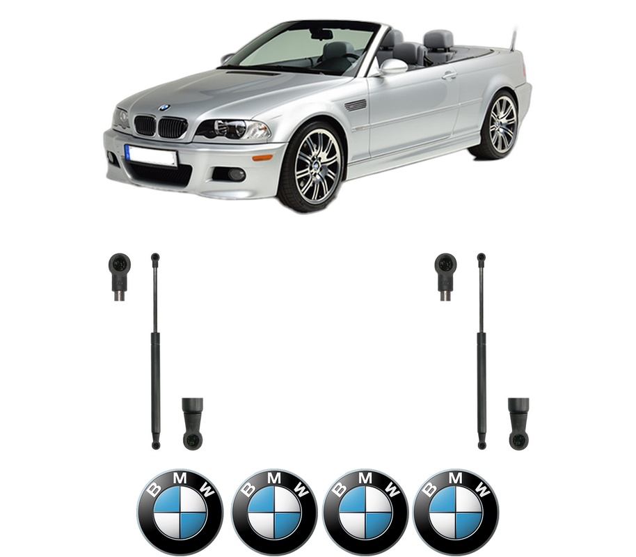 Set amortizoare portbagaj haion pentru BMW 3 Convertible (E46) din 2000-2007, 2 bucati, KROSNO, 4 stickere auto BMW