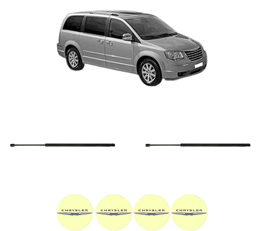 Set amortizoare portbagaj haion pentru CHRYSLER TOWN & COUNTRY din 2008-2016, 2 bucati, KROSNO, 4 stickere auto CHRYSLER