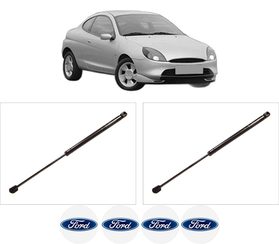 Set amortizoare portbagaj haion pentru FORD PUMA (EC_) din 1997-2002, 2 bucati, KROSNO, 4 stickere auto FORD