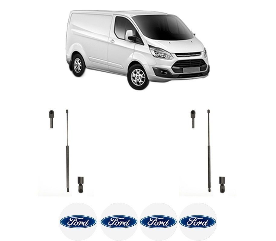 Set amortizoare portbagaj haion pentru FORD TRANSIT CUSTOM V362 Van (FY, FZ) din 2012-2023, 2 bucati, KROSNO, 4 stickere auto FORD