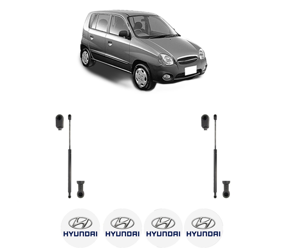 Set amortizoare portbagaj haion pentru HYUNDAI ATOS (MX) din 1998-2010, 2 bucati, KROSNO, 4 stickere auto HYUNDAI