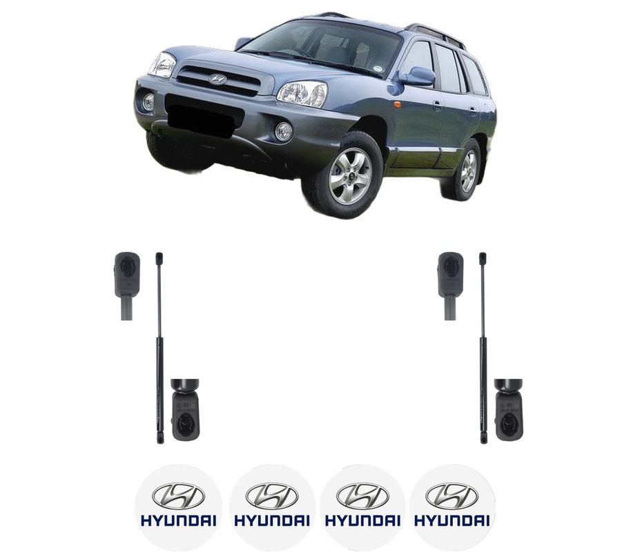 Set amortizoare portbagaj haion pentru HYUNDAI SANTA FÉ II SUV Van (CM) din 2005-2013, 2 bucati, MAGNUM TECHNOLOGY, 4 stickere auto HYUNDAI