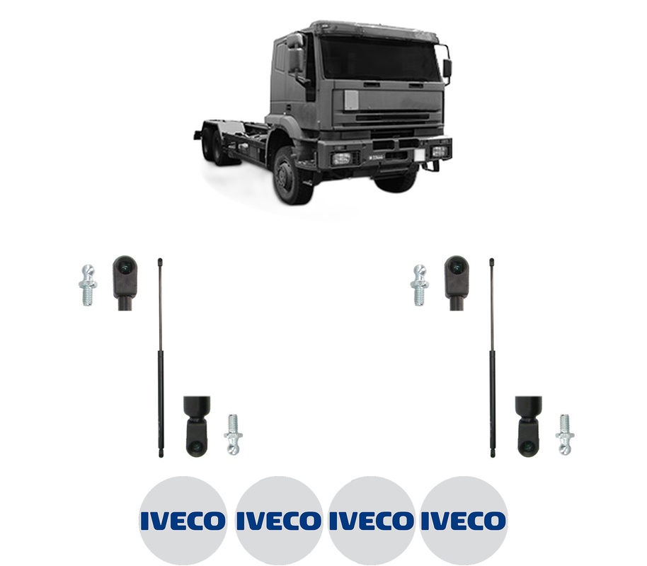 Set amortizoare portbagaj haion pentru IVECO EUROTRAKKER din 1999-2004, 2 bucati, KROSNO, 4 stickere auto IVECO