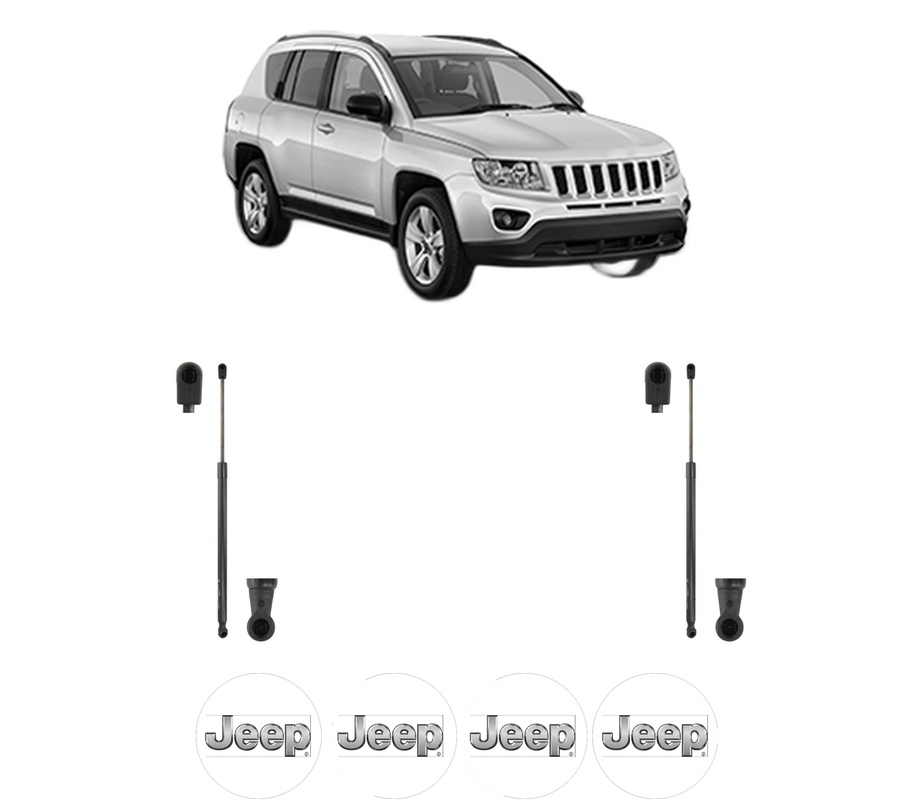 Set amortizoare portbagaj haion pentru JEEP COMPASS (MK49) din 2006-2011, 2 bucati, KROSNO, 4 stickere auto JEEP