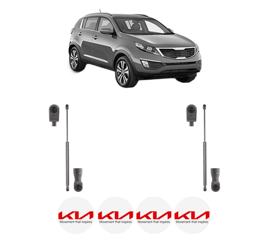 Set amortizoare portbagaj haion pentru KIA SPORTAGE III (SL) din 2010-2015, 2 bucati, KROSNO, 4 stickere auto KIA