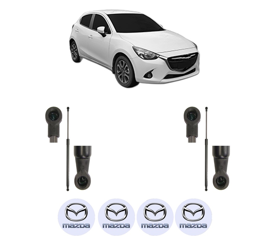Set amortizoare portbagaj haion pentru MAZDA 2 Hatchback (DL, DJ) din 2014-2021, 2 bucati, KROSNO, 4 stickere auto MAZDA
