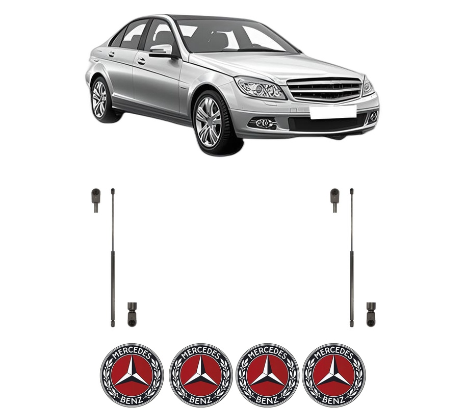 Set amortizoare portbagaj haion pentru MERCEDES-BENZ C-CLASS (W204) din 2007-2014, 2 bucati, KROSNO, 4 stickere auto MERCEDES-BENZ