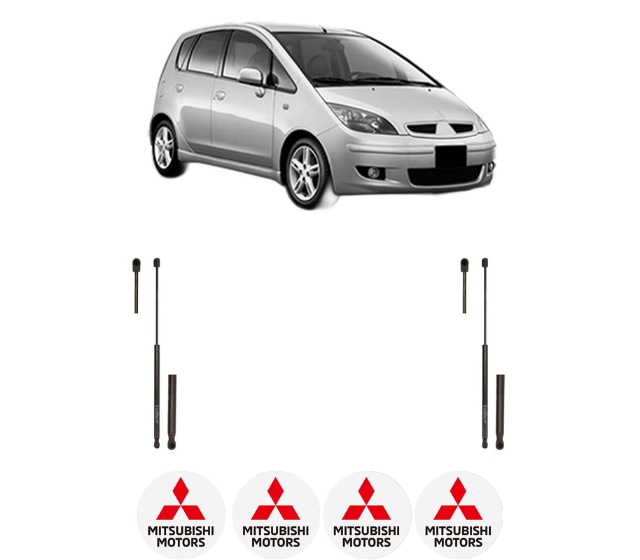 Set amortizoare portbagaj haion pentru MITSUBISHI COLT VI (Z3_A, Z2_A) din 2004-2012, 2 bucati, KROSNO, 4 stickere auto MITSUBISHI