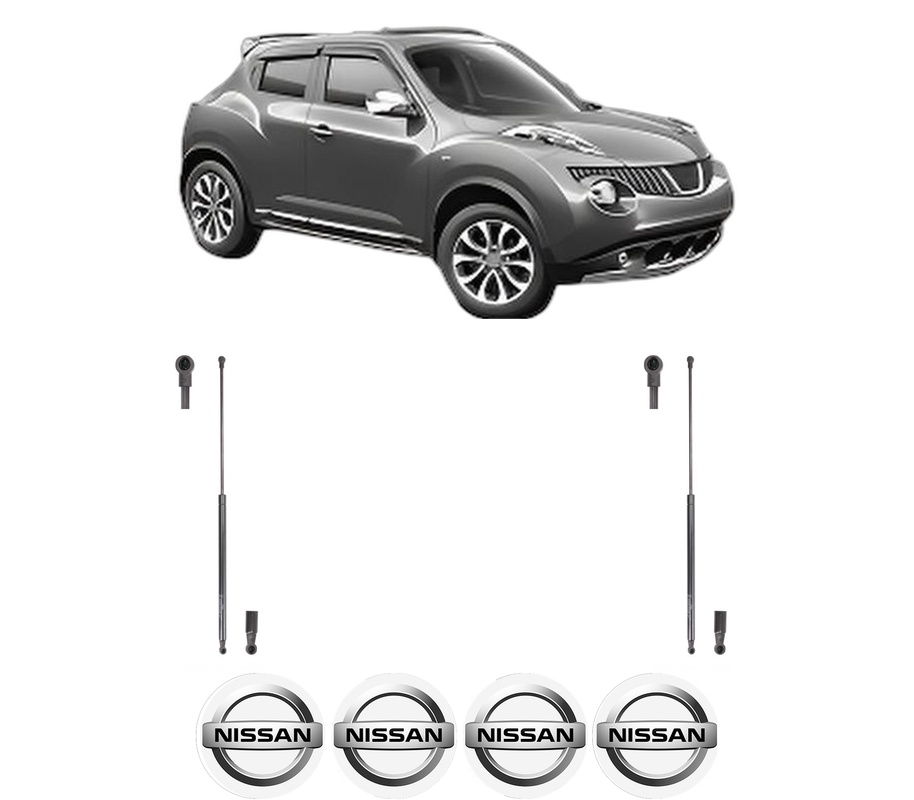 Set amortizoare portbagaj haion pentru NISSAN JUKE (F15) din 2010-2019, 2 bucati, KROSNO, 4 stickere auto NISSAN