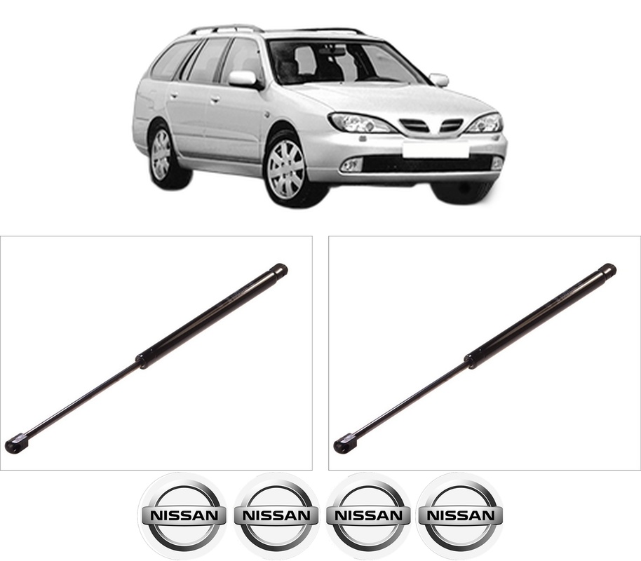 Set amortizoare portbagaj haion pentru NISSAN PRIMERA Traveller (WP11) din 1996-2001, 2 bucati, KROSNO, 4 stickere auto NISSAN