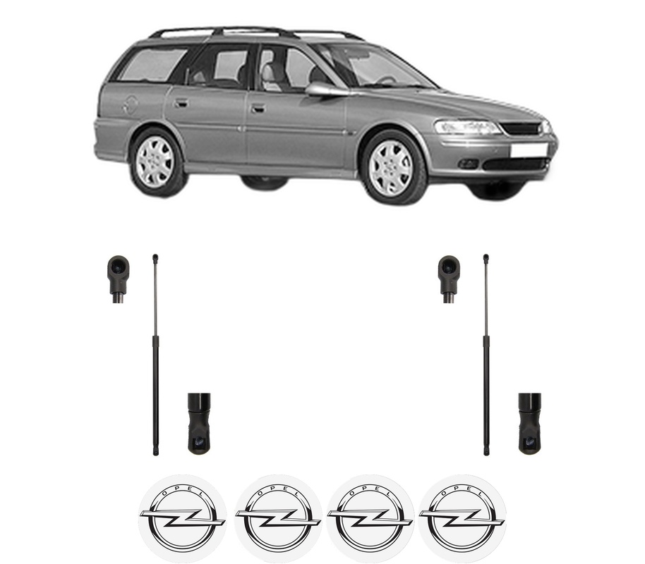 Set amortizoare portbagaj haion pentru OPEL VECTRA B Estate (J96) din 1996-2003, 2 bucati, MAGNUM TECHNOLOGY, 4 stickere auto OPEL