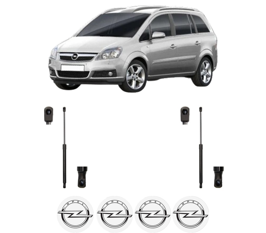 Set amortizoare portbagaj haion pentru OPEL ZAFIRA / ZAFIRA FAMILY B (A05) din 2005-2015, 2 bucati, MAGNUM TECHNOLOGY, 4 stickere auto OPEL