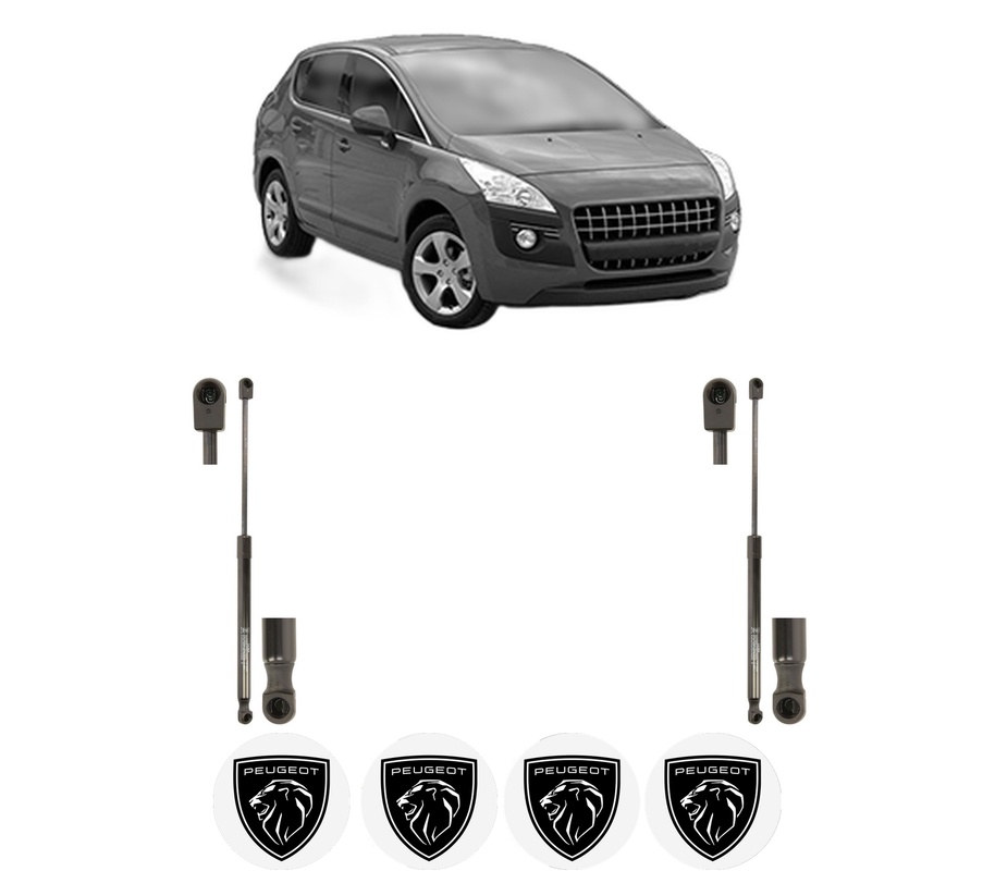 Set amortizoare portbagaj haion pentru PEUGEOT 3008 Van (0U_) din 2009-2016, 2 bucati, KROSNO, 4 stickere auto PEUGEOT