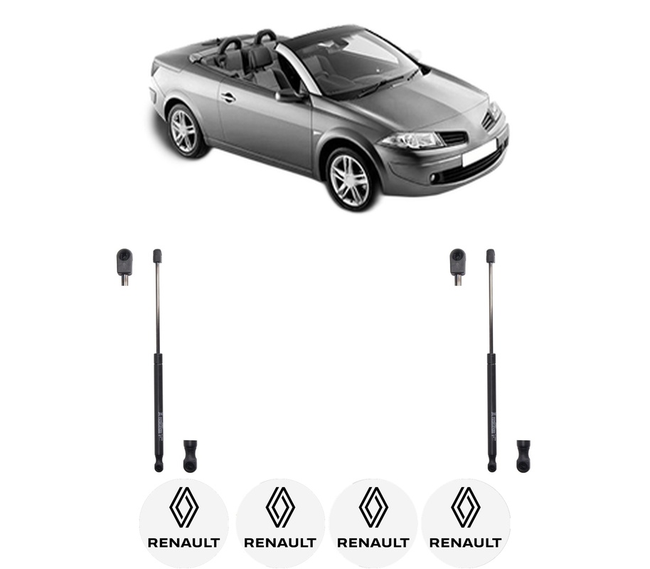Set amortizoare portbagaj haion pentru RENAULT MEGANE II Coupé-Cabriolet (EM0/1_) din 2003-2009, 2 bucati, KROSNO, 4 stickere auto RENAULT