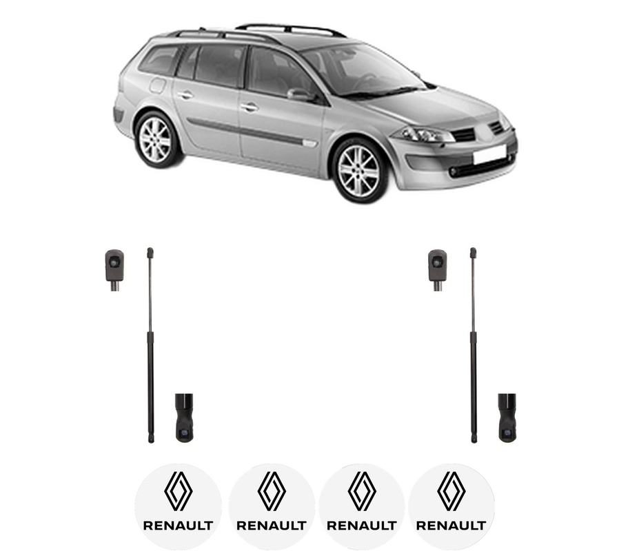 Set amortizoare portbagaj haion pentru RENAULT MEGANE II Estate (KM0/1_) din 2003-2011, 2 bucati, MAGNUM TECHNOLOGY, 4 stickere auto RENAULT