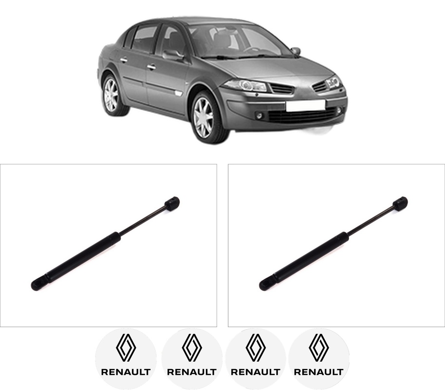 Set amortizoare portbagaj haion pentru RENAULT MEGANE II Saloon (LM0/1_) din 2003-2010, 2 bucati, KROSNO, 4 stickere auto RENAULT