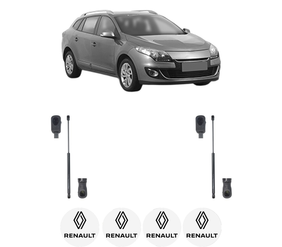Set amortizoare portbagaj haion pentru RENAULT MEGANE III Combi Van (KZ0/1) din 2009-2015, 2 bucati, MAGNUM TECHNOLOGY, 4 stickere auto RENAULT