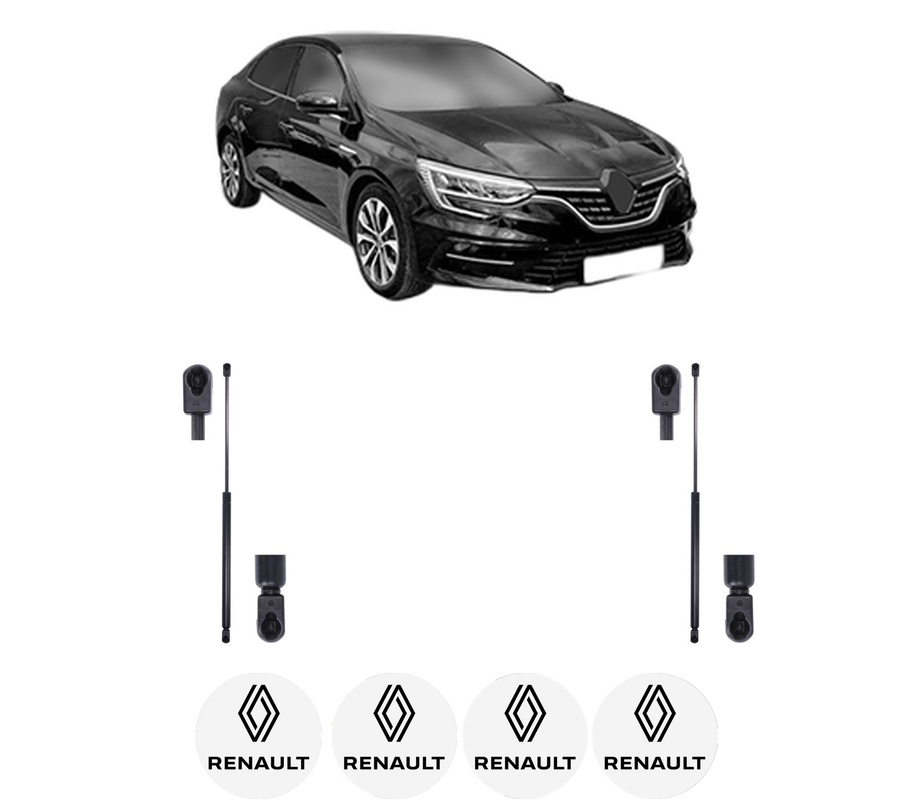 Set amortizoare portbagaj haion pentru RENAULT MEGANE IV Saloon din 2016-2019, 2 bucati, KROSNO, 4 stickere auto RENAULT