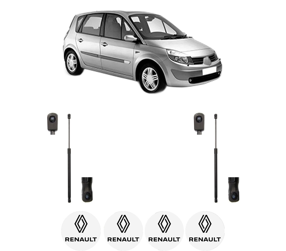 Set amortizoare portbagaj haion pentru RENAULT SCENIC II (JM0/1_) din 2003-2009, 2 bucati, MAGNUM TECHNOLOGY, 4 stickere auto RENAULT