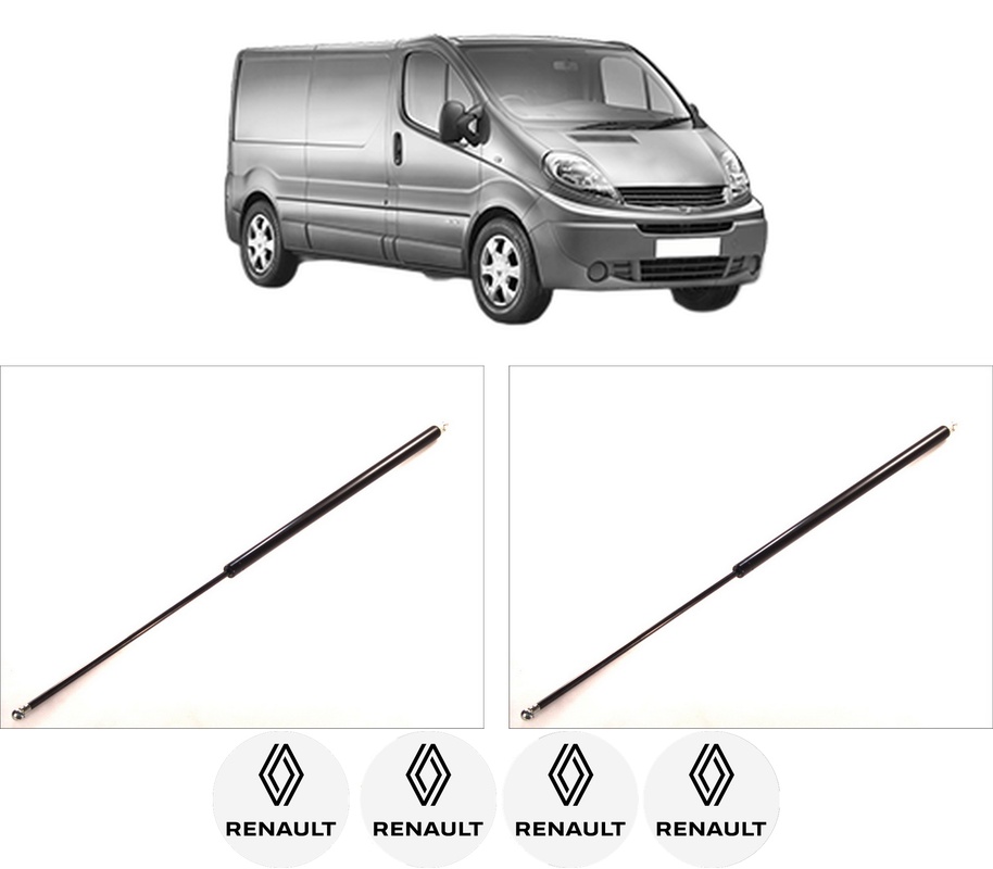 Set amortizoare portbagaj haion pentru RENAULT TRAFIC II Van (FL) din 2001-2007, 2 bucati, KROSNO, 4 stickere auto RENAULT