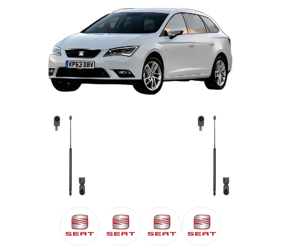 Set amortizoare portbagaj haion pentru SEAT LEON ST Estate Van (5F8) din 2014-2020, 2 bucati, KROSNO, 4 stickere auto SEAT