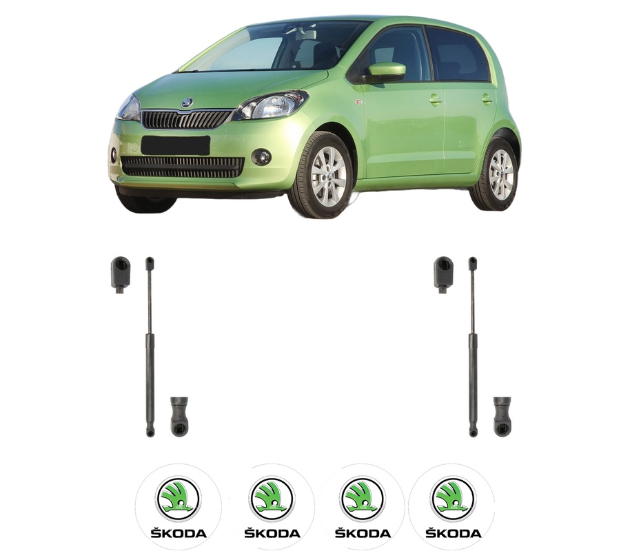 Set amortizoare portbagaj haion pentru SKODA CITIGO (NF1) din 2011-2019, 2 bucati, KROSNO, 4 stickere auto SKODA