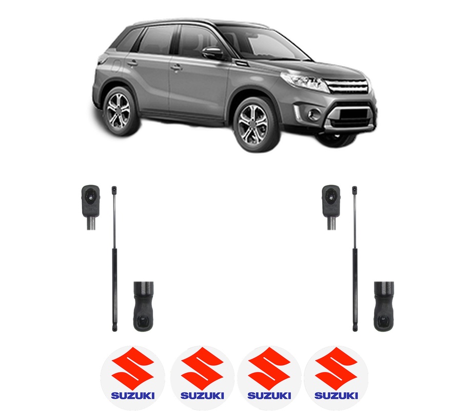 Set amortizoare portbagaj haion pentru SUZUKI VITARA (LY) din 2015-2018, 2 bucati, MAGNUM TECHNOLOGY, 4 stickere auto SUZUKI