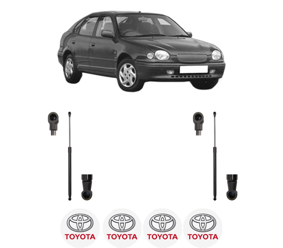 Set amortizoare portbagaj haion pentru TOYOTA COROLLA Liftback (_E11_) din 1997-2002, 2 bucati, MAGNUM TECHNOLOGY, 4 stickere auto TOYOTA