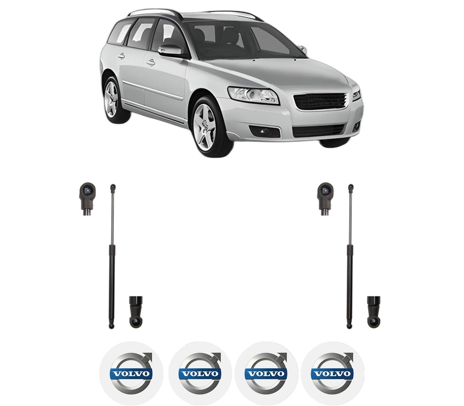 Set amortizoare portbagaj haion pentru VOLVO V50 (545) din 2003-2012, 2 bucati, MAGNUM TECHNOLOGY, 4 stickere auto VOLVO