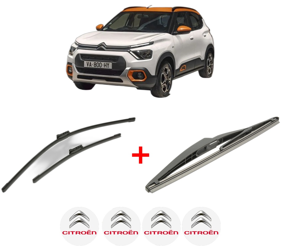 Set 3 stergatoare CITROEN C3 ORIGIN III (SX) din 2024, pentru parbriz si luneta fata si spate auto, Bosch Twin, din cauciuc siliconat rezistent, 4 Stickere Auto CITROEN