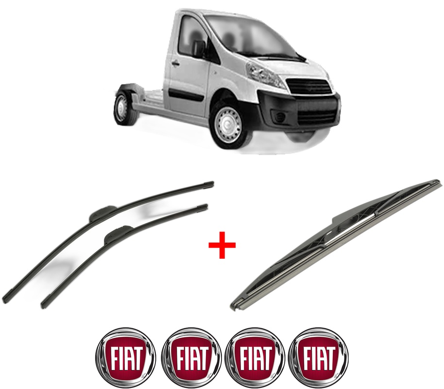 Set 3 stergatoare FIAT SCUDO Platform/Chassis (270_, 272_) din 2007 - 2016, pentru parbriz si luneta fata si spate auto, Bosch Twin, din cauciuc siliconat rezistent, 4 Stickere Auto FIAT