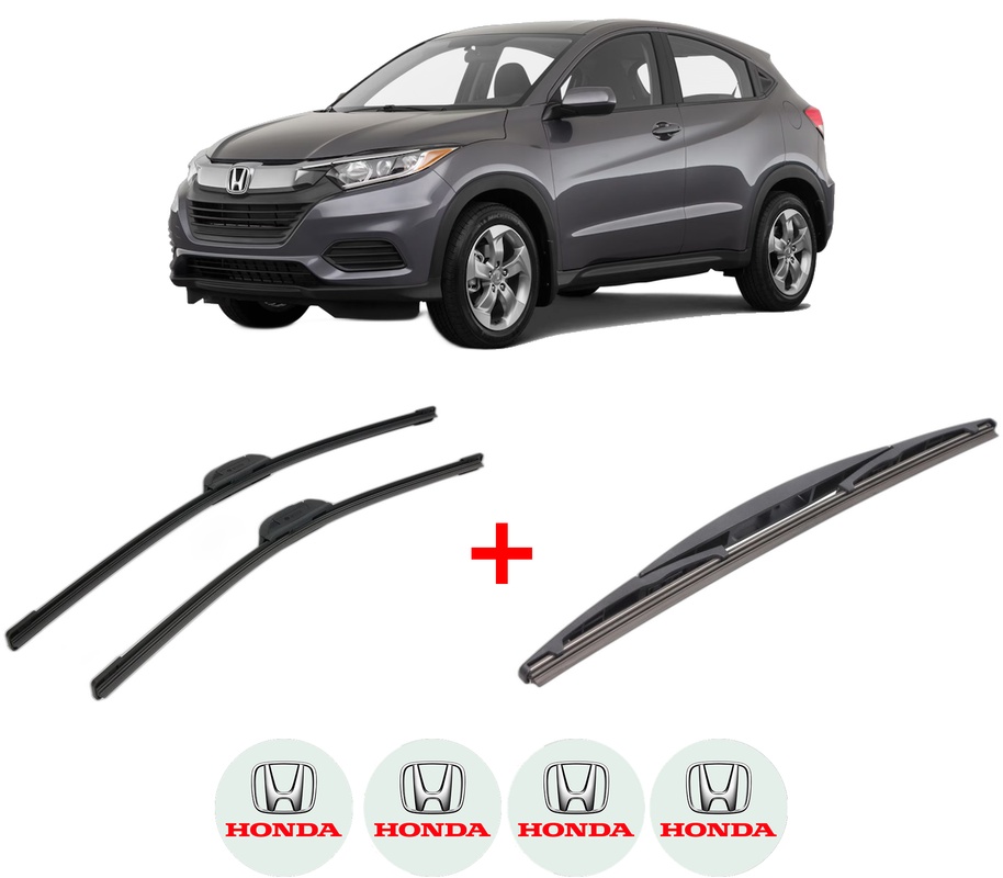 Set 3 stergatoare HONDA HR-V (RV) din 2021, pentru parbriz si luneta fata si spate auto, Bosch Twin, din cauciuc siliconat rezistent, 4 Stickere Auto HONDA