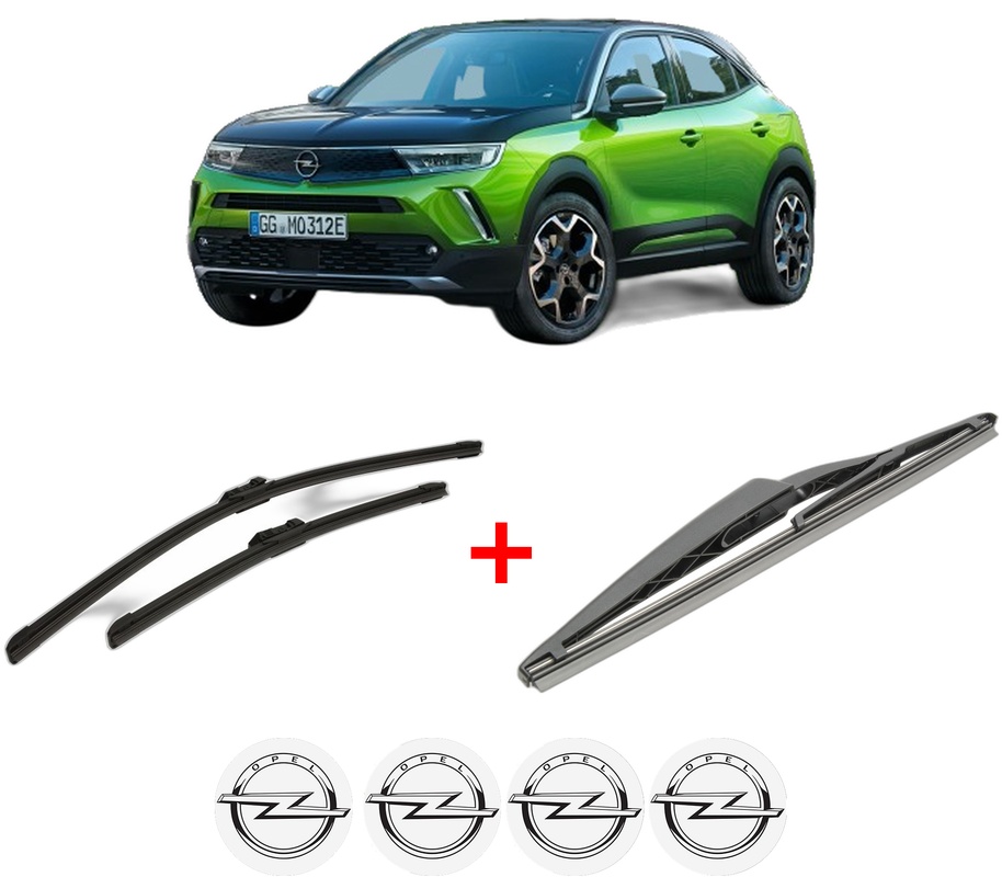 Set 3 stergatoare OPEL MOKKA din 2012 - 2019, pentru parbriz si luneta fata si spate auto, Bosch Twin, din cauciuc siliconat rezistent, 4 Stickere Auto OPEL
