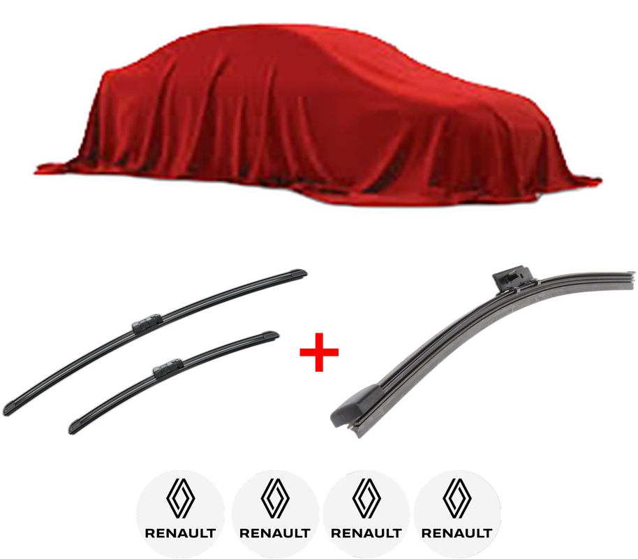 Set 3 stergatoare RENAULT GRAND KANGOO III MPV din 2024, pentru parbriz si luneta fata si spate auto, Bosch Aerotwin, din cauciuc siliconat rezistent, 4 Stickere Auto RENAULT