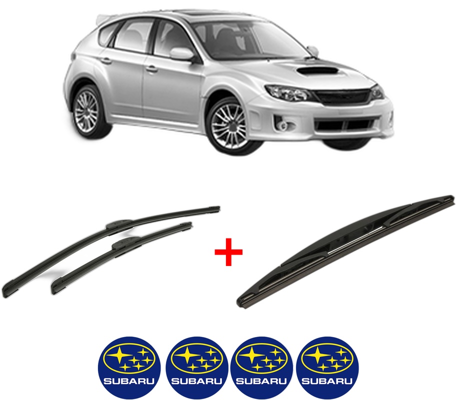Set 3 stergatoare SUBARU IMPREZA Hatchback (GP_) din 2011 - 2016, pentru parbriz si luneta fata si spate auto, Bosch Twin, din cauciuc siliconat rezistent, 4 Stickere Auto SUBARU