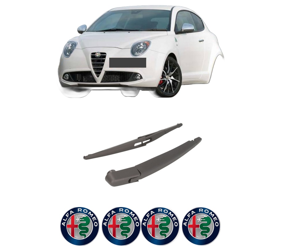 Set brat stergator spate cu lamela pentru ALFA ROMEO MITO (955_) din 2008-2018, pentru spate, din cauciuc siliconat rezistent, Cri-Flo, 4 stickere auto ALFA ROMEO