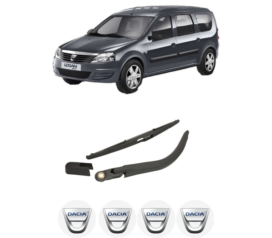 Set brat stergator spate cu lamela pentru DACIA LOGAN MCV (KS_) din 2007-2013, pentru spate, din cauciuc siliconat rezistent, Cri-Flo, 4 stickere auto DACIA