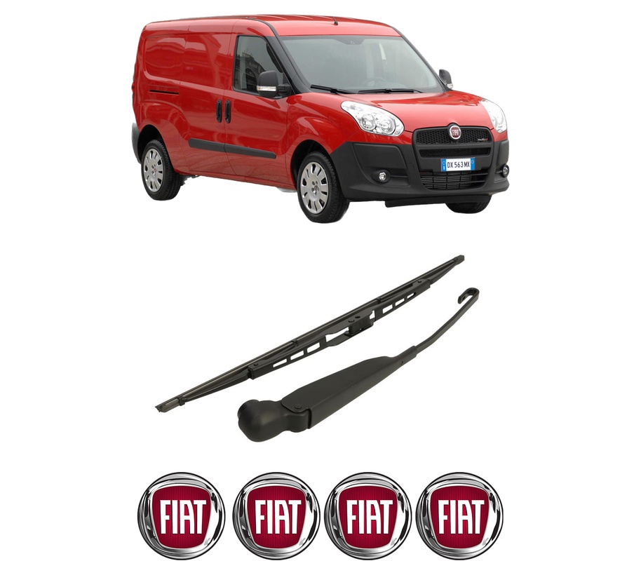 Set brat stergator spate cu lamela pentru FIAT DOBLO Cargo (263_) din 2010-2023, pentru spate, din cauciuc siliconat rezistent, Cri-Flo, 4 stickere auto FIAT