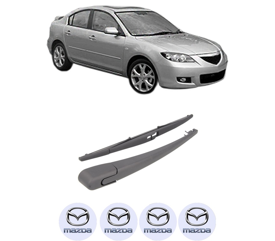 Set brat stergator spate cu lamela pentru MAZDA 3 Saloon (BK) din 2003-2009, pentru spate, din cauciuc siliconat rezistent, Cri-Flo, 4 stickere auto MAZDA
