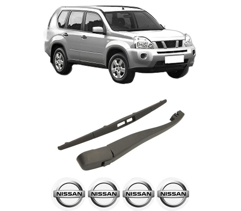 Set brat stergator spate cu lamela pentru NISSAN X-TRAIL II (T31) din 2007-2013, pentru spate, din cauciuc siliconat rezistent, Cri-Flo, 4 stickere auto NISSAN